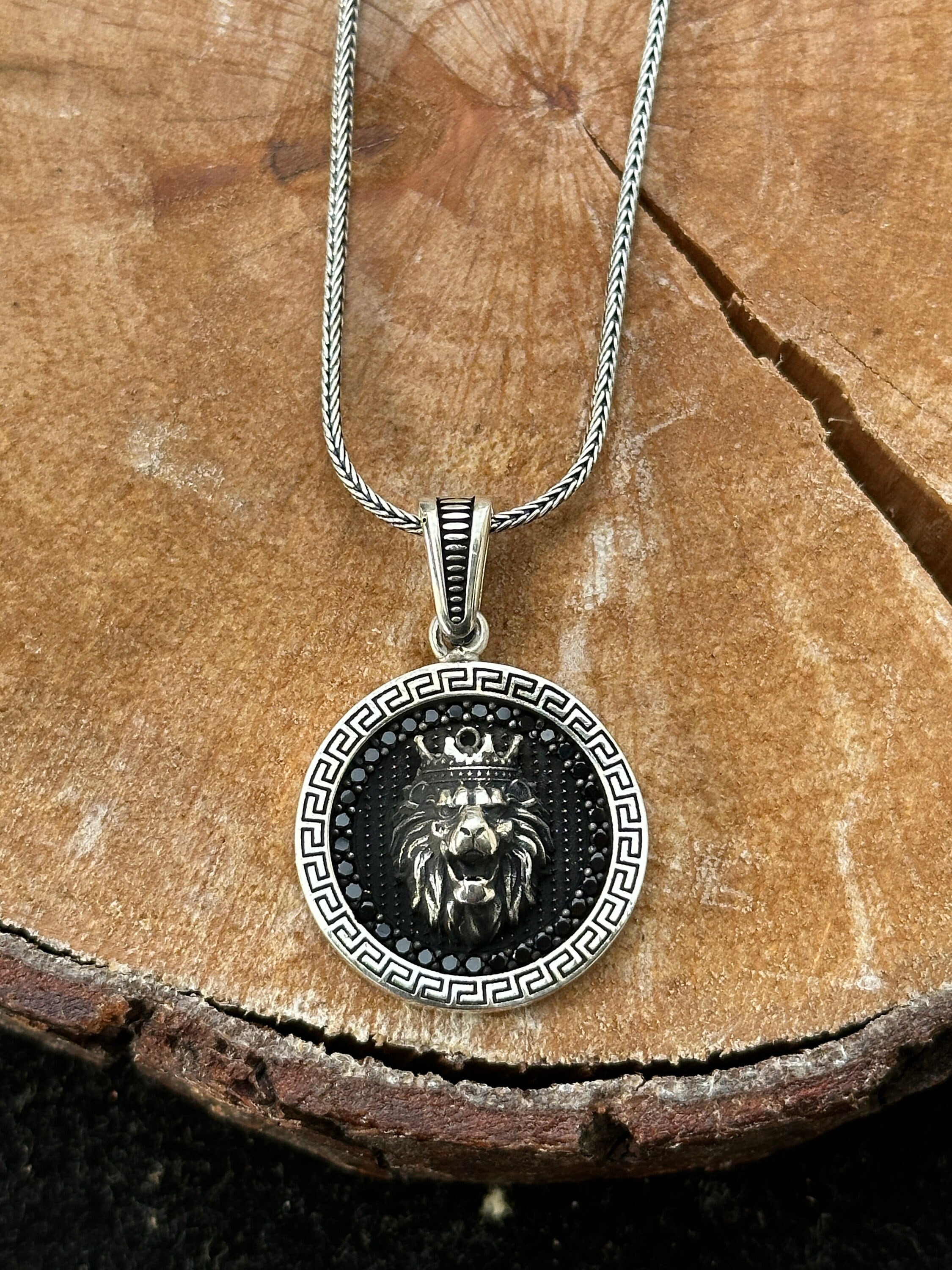 Silver Lion Head Necklace Lion King Necklace Head Medallion