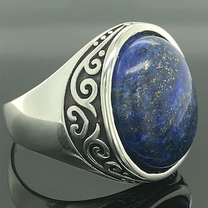 Lapis Lazuli Stone Ring , Silver Man Lapis Ring , Turkish Handmade Ring , Silver Vintage Ring ,  925k Sterling Silver Ring , Gift For Him