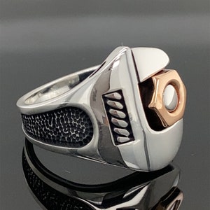 Silver Wrench Model Ring , Key Signet Ring , Repairman&#39;s Ring , Handmade Nut Detailed Ring ,  925 k Sterling Silver , Gift For Him