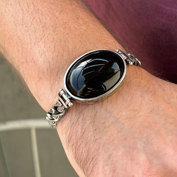 Black Onyx Sterling Silver Bracelet, Black Onyx Bracelet