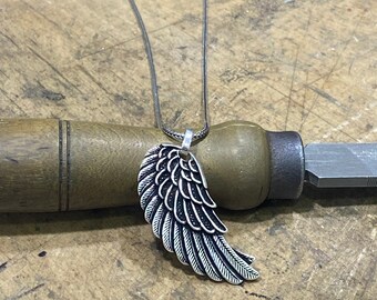 925 Collar de ala de ángel de plata de ley, Colgante de ángel hecho a mano unisex, Collar de guerrero de plata, Colgante de plata de 925k