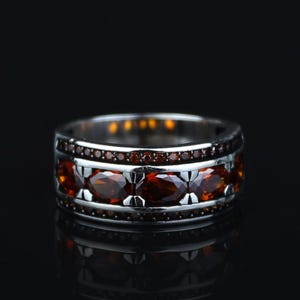 Herrring med rubinsten i silver, oval vigselring med rubin för män, handgjord volframring för män, ottomansk herrring, 925k silver, unisexring