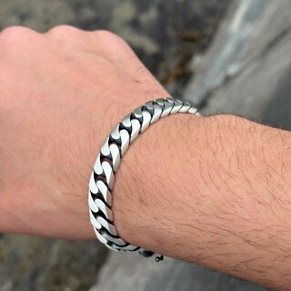 Bracciale Uomo In Argento 925 Catena Extra Spessa 14 Mm - Lunghezza 22 Cm, Chiusura A Scatola, Silverly