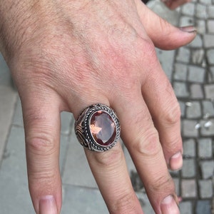 Silver Natural Sultanite Gemstone Ring , Silver Handmade  Ring ,Turkısh Handmade Ottoman Style Ring, 925k Sterling Silver Ring ,Gift For Him