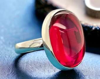 オーバルカット ルビー シルバー 925 リング - Etsy 日本