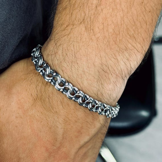 Solid Silver Chain Bracelet, Sailor Chain Bracelet, Link Chain Men