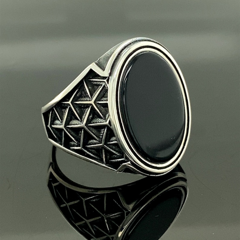 Silver Signet Men Onyx Ring Black Onyx Ring For Men | Etsy