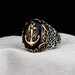 Harlembling Men's 925 Sterling Silver Black Onyx Anchor Sailor Maritime Ring - Hip Hop Style (Sizes 6-13)