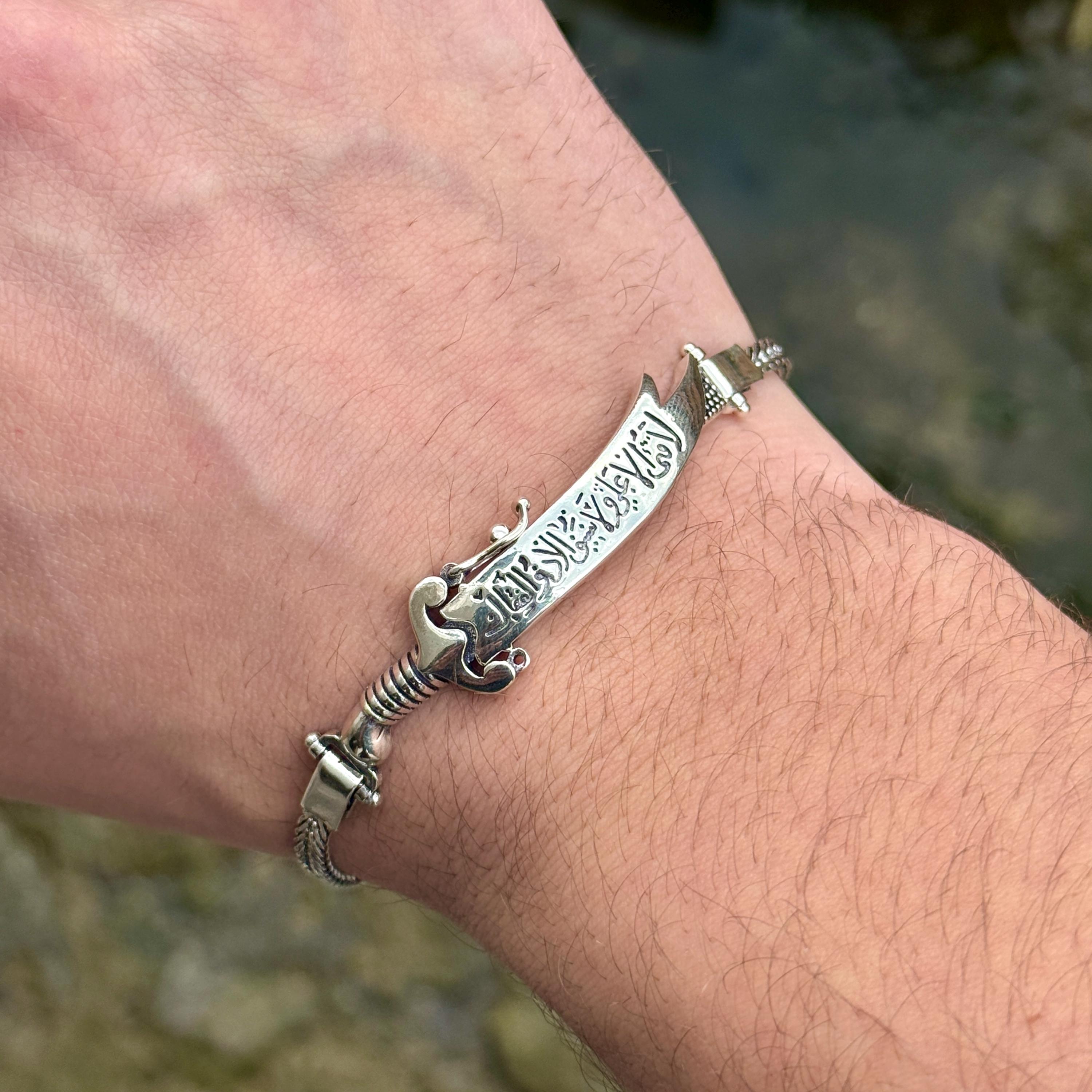 Silver Zülfiqar Sword Bracelet, Foxtail Chain Folding Sword