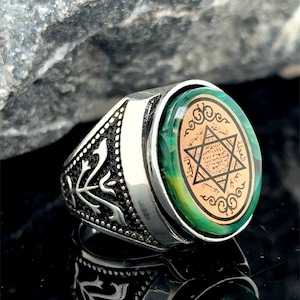 Silver King Of Solomon Ring, Seal Solomon Signet Ring, Mens Signet Ring, King Solomon Ring, 925k Sterling Handmade Silver Ring, Gift For Him