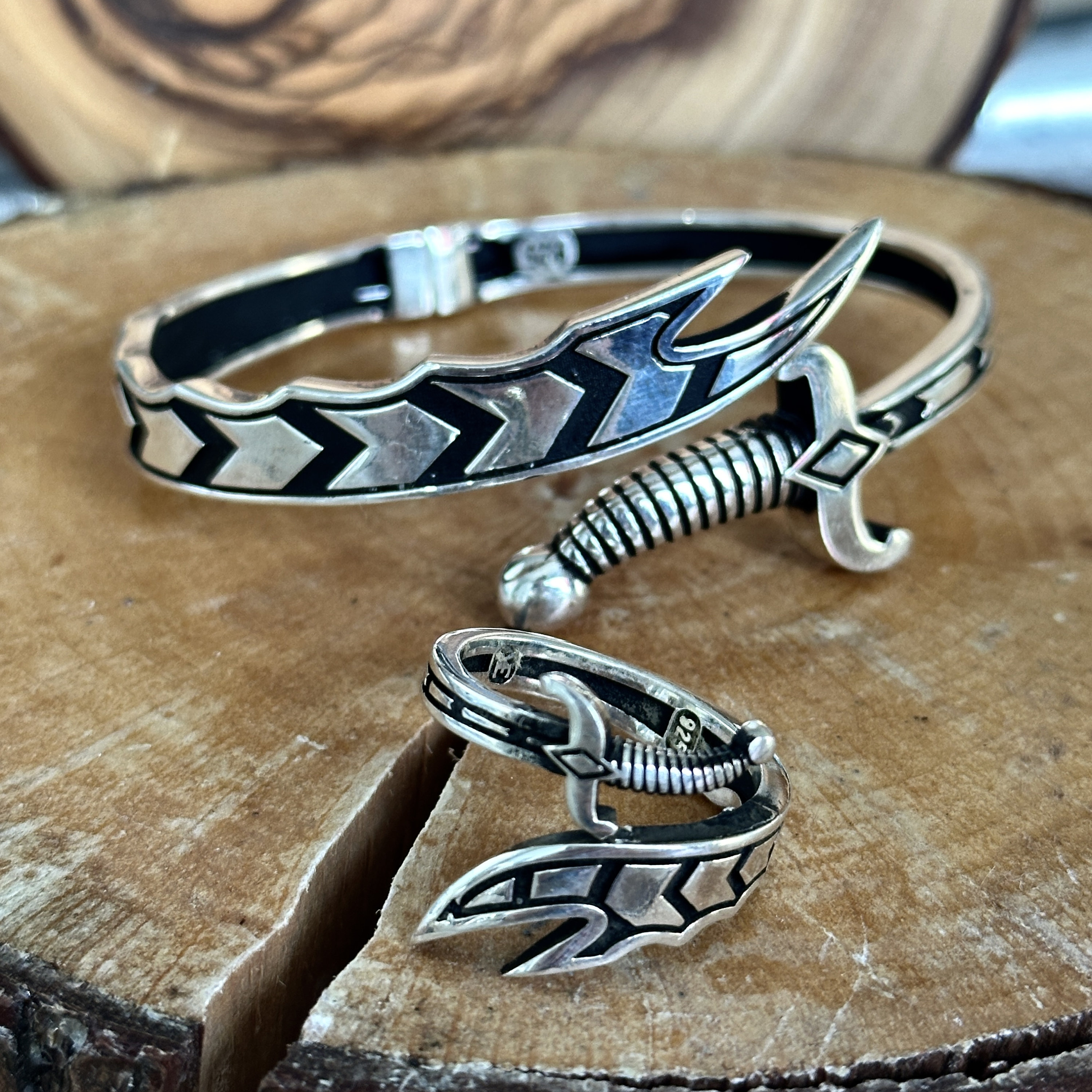 Silver Adjustable Sword Bracelet, Mens Zulfiqar Bracelet and Ring