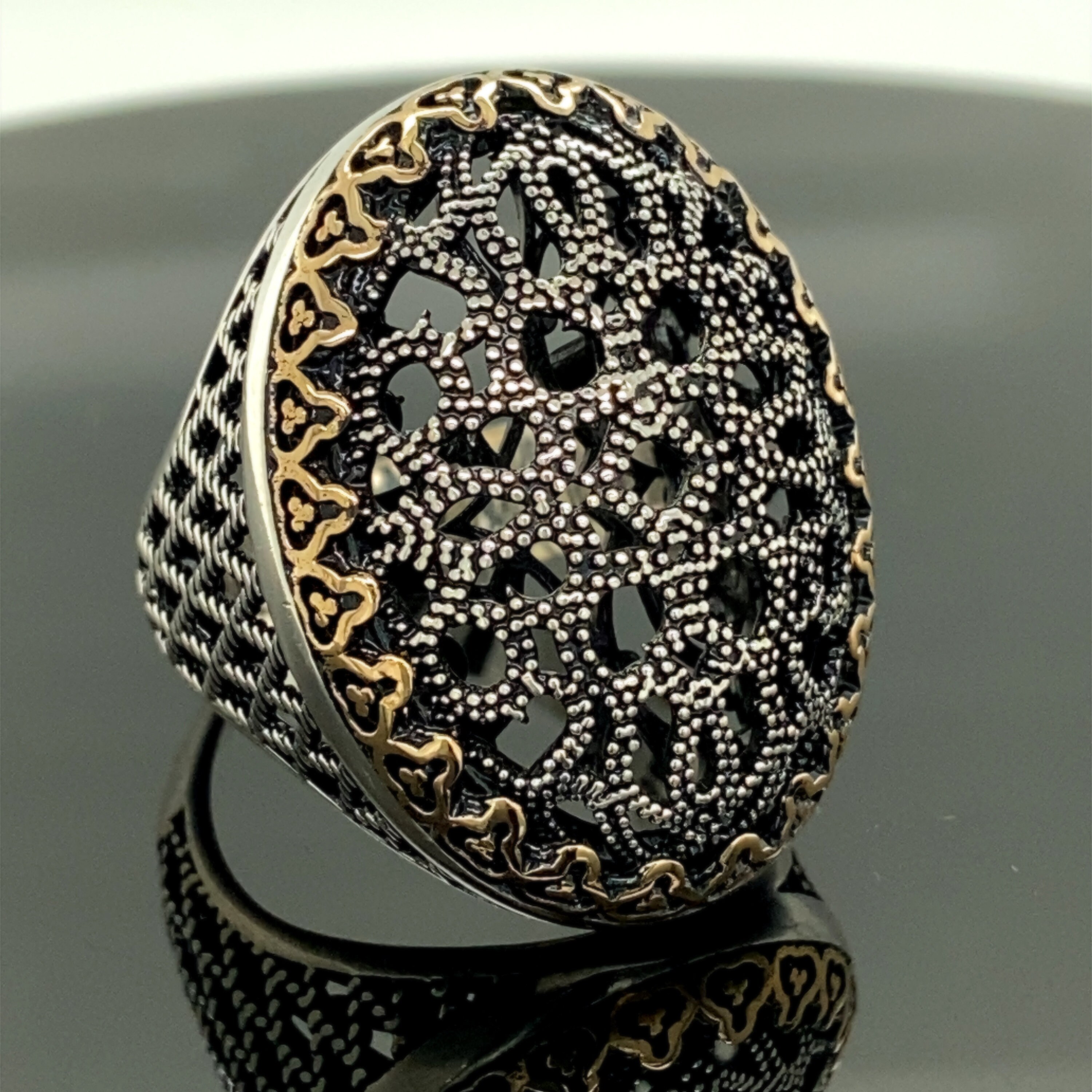 ラージメンズリング、トルコオスマンジュエリー、刺繍リング、メンズ