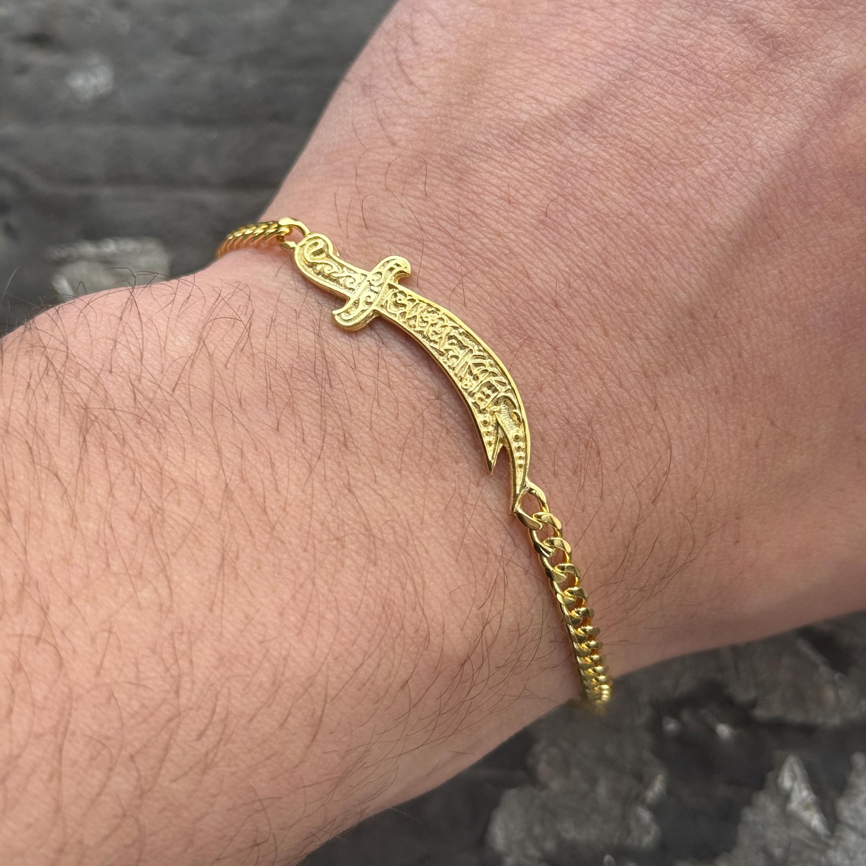 Gold Zulfiqar Sword Bracelet, Silver Zulfiqar Chain Bracelet