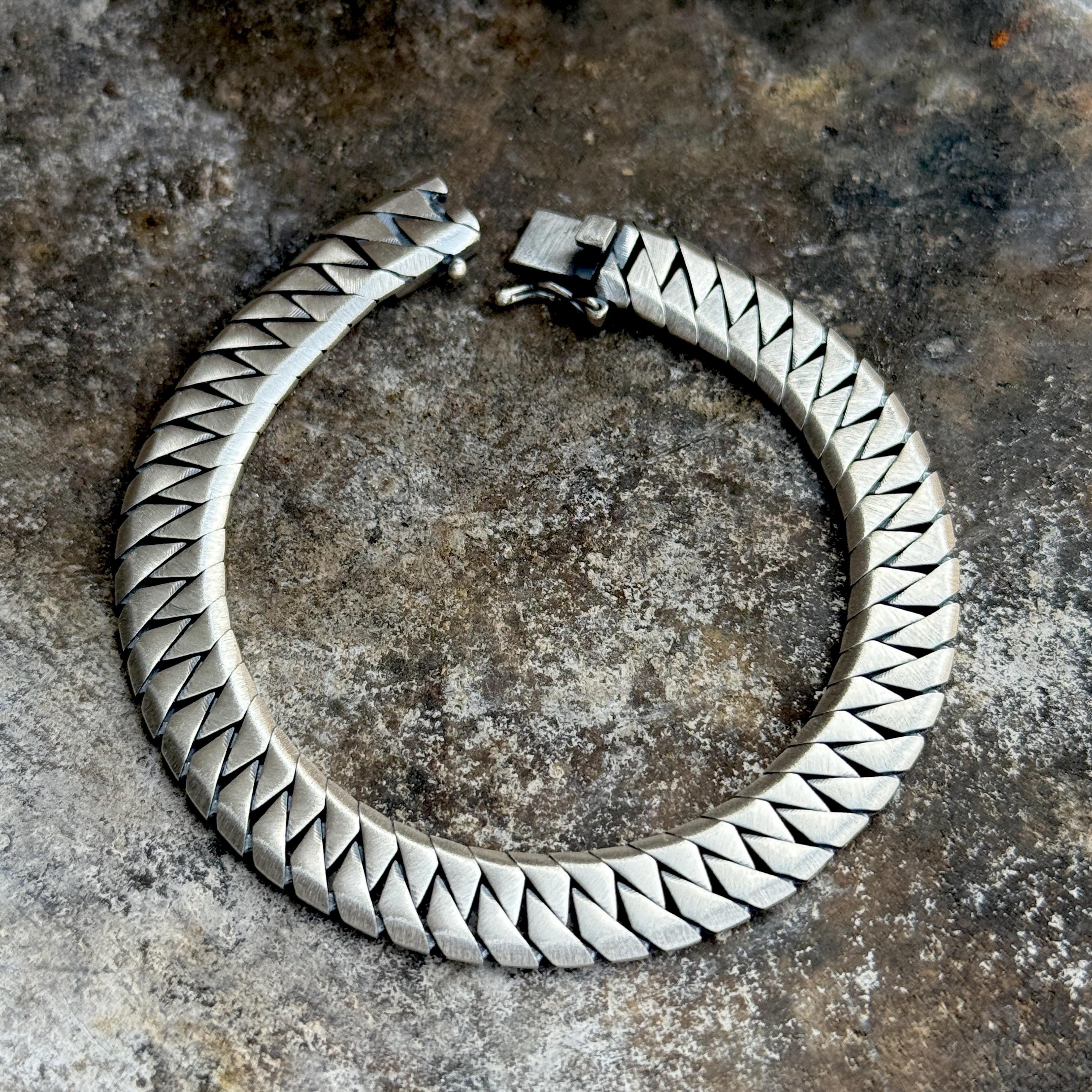 925 Sterling Silver Gourmet Chain Bracelet, Curb Chain Bracelet 