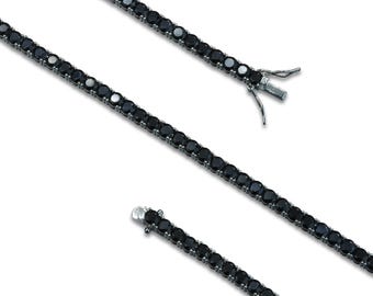 シルバー 5mm ブラックダイヤモンド テニスブレスレット、メンズ
