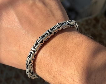 Solid Silver Bali Byzantine Bracelet | 8mm Byzantine Bracelet 19cm