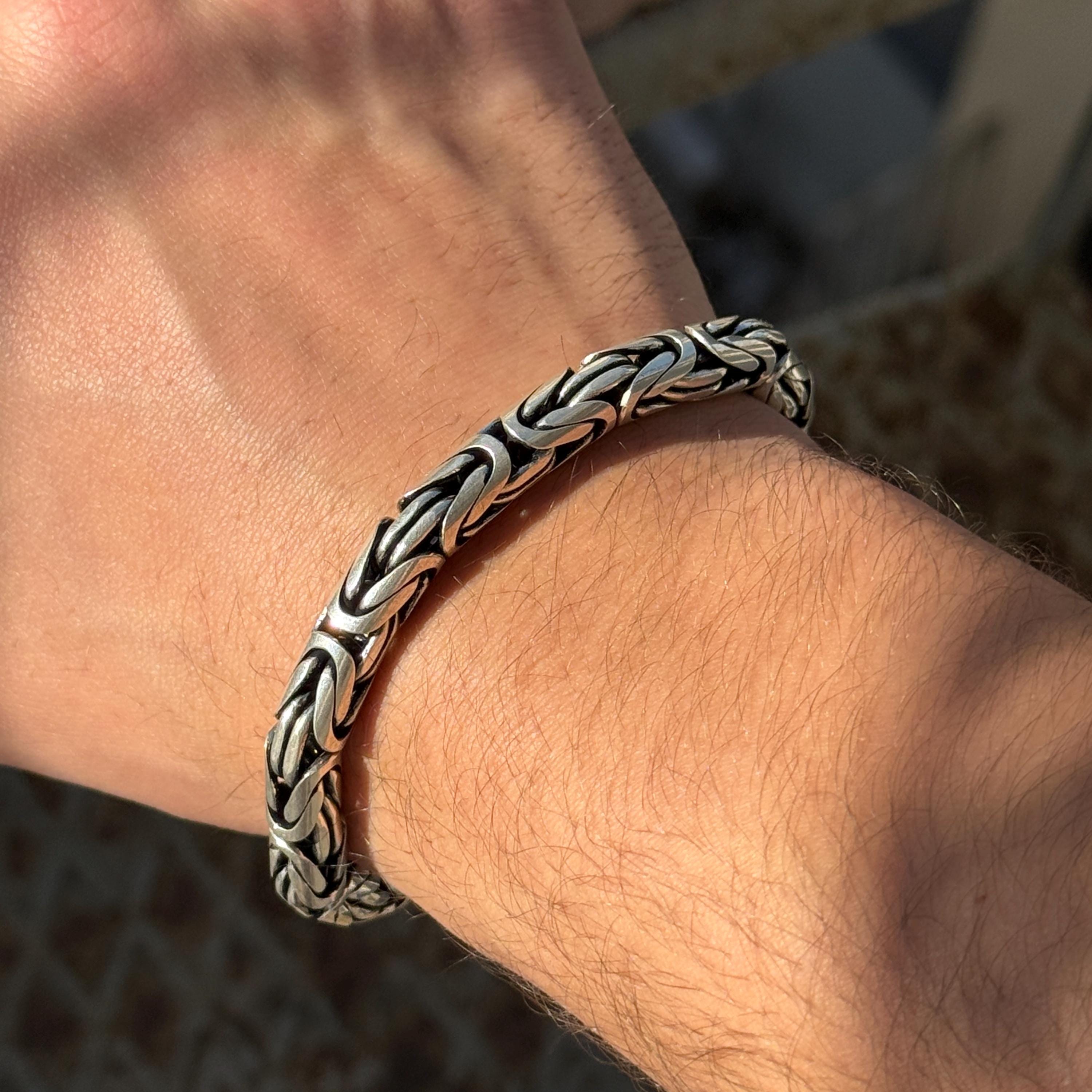 Solid Silver Bali Byzantine Bracelet, 8mm Byzantine Bracelet