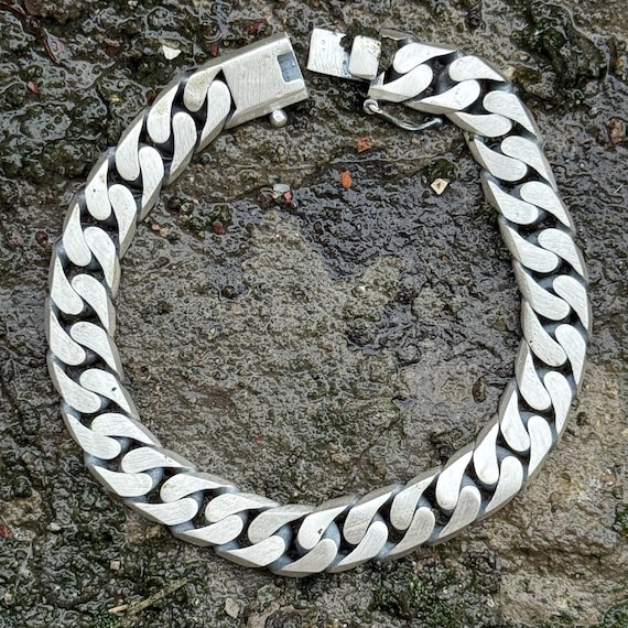 Solid 925 Sterling Silver Bracelet, Men Gourmet Chain Bracelet