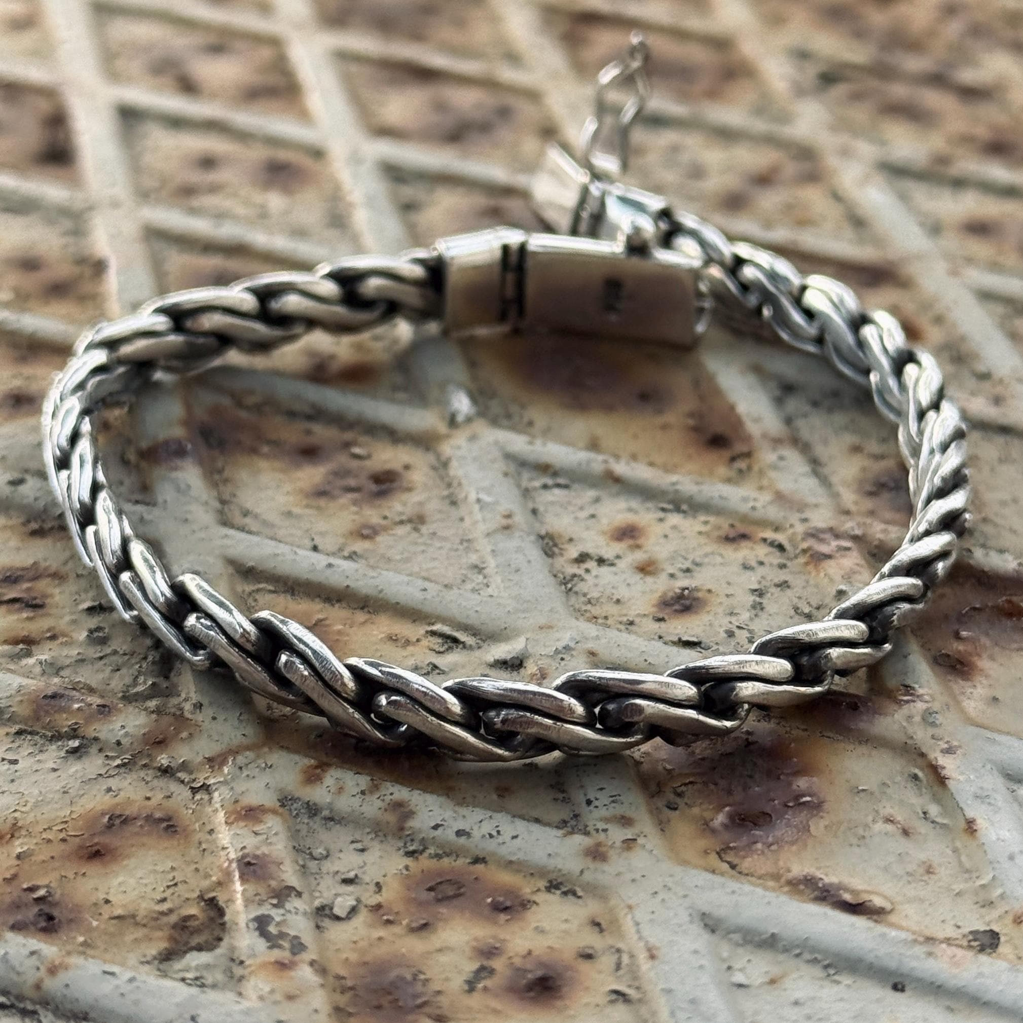 925 Silver Chain Bracelet, Viking Chain Bracelet, Solid Silver