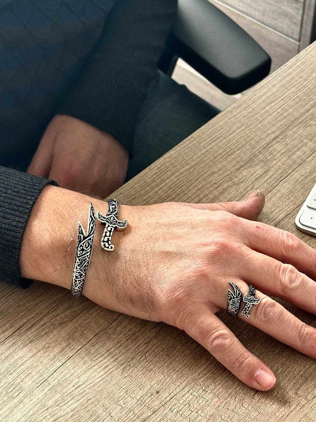 Men Silver Zulfiqar Bracelet, Silver Sword Bracelet, Hz. Ali's