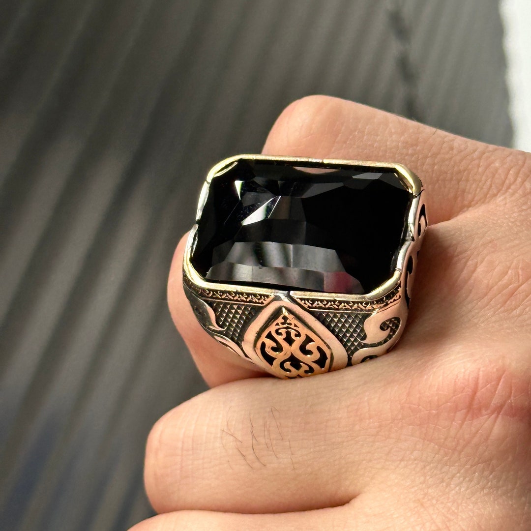 Men Large Handmade Ring , Big Square Black Stone Ring , Ottoman Style Embroidered Ring , 925k Sterling Silver , Gift for Him, Gift for Men - Etsy Men Large Handmade Ring , Big Square Black Stone Ring , Ottoman Style Embroidered Ring , 925k Sterling Silver , Gift for Him, Gift for Men - Etsy