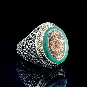 Men Silver Seal Of Solomon Ring , Star Of David Ring , Solomon Signet Ring , Father Gift, 925k Sterling Handmade Silver Ring ,925k Silver