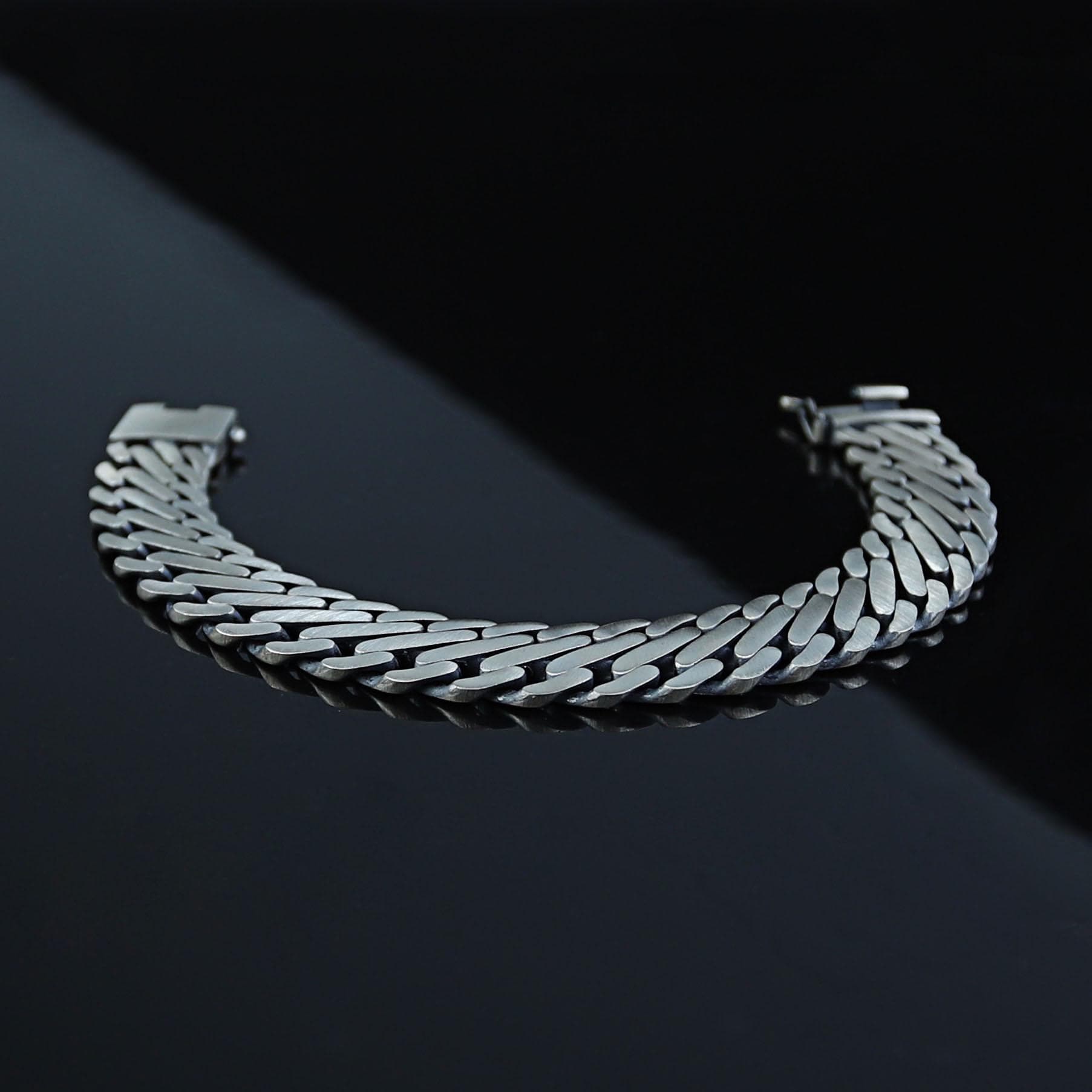 Silver Elegant Chain Bracelet, Handmade 15MM Chain Bracelet, Mens