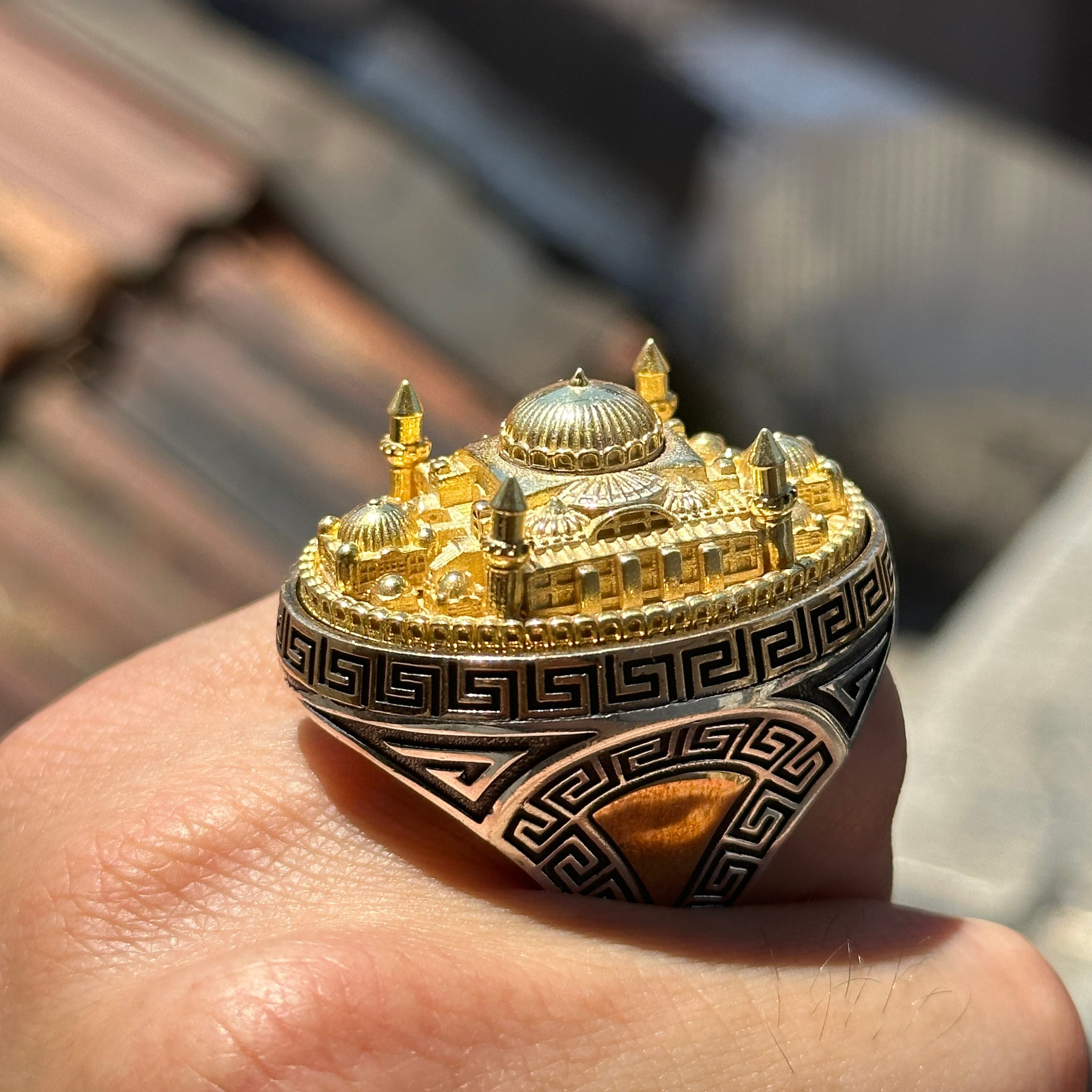 【中古】 Ring ma Silver Large Ottoman Style Ring, Large Collection Mosque Ring