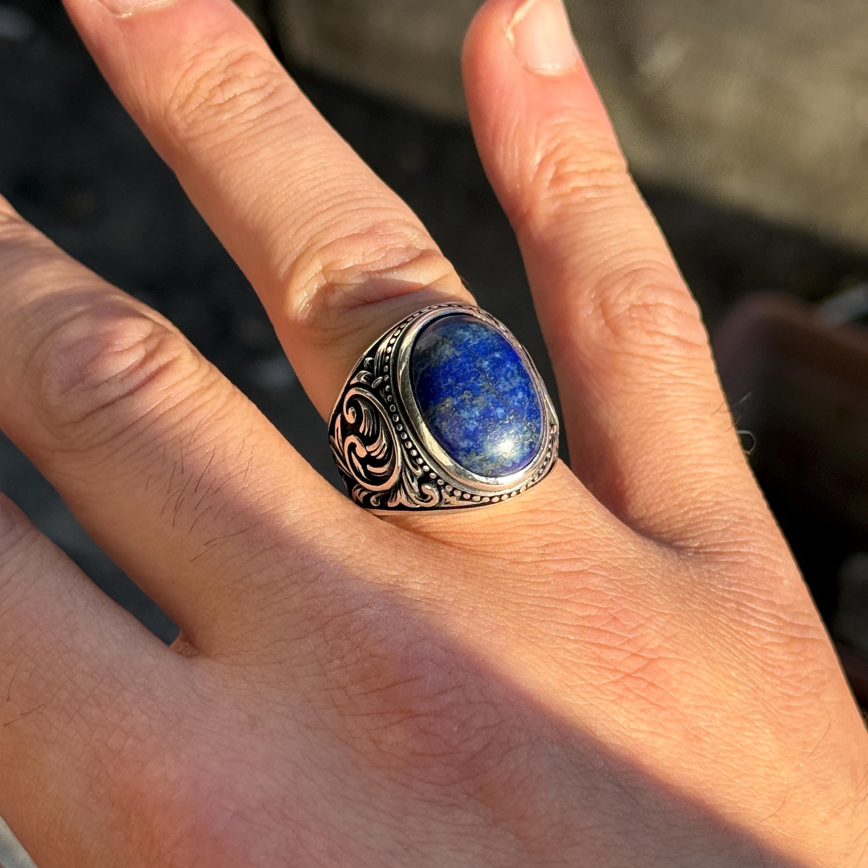 ＊NEW＊トルコ製 ハンドメイド メンズリング シルバー925（ラピスラズリ） 楽天市場】ラピスラズリ シルバー 指輪 リング 925 名入れ 刻印 メンズ
