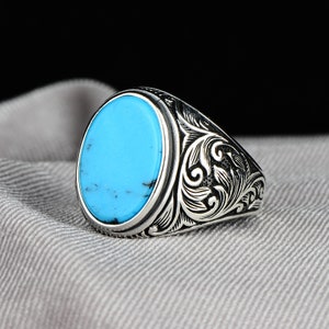 Turquoise Men Silver Ring Pen Men's Ring turquoise Men - Etsy