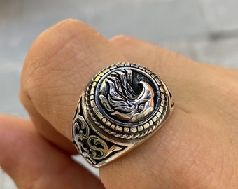 Eagle Handmade Signet Ring,eagle 925 Sterling Silver Handmade