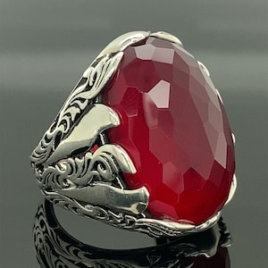 Men Handmade Ring Ruby Stone Ring Red Gemstone Ring - Etsy