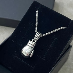 Single Boxing Glove Pendant in Sterling Silver, Fist Shaped Boxing