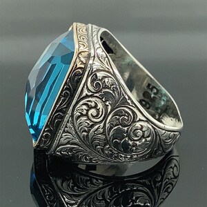 Men Handmade Aquamarine Stone Ring , Man Handmade Sterling Silver Ring ...