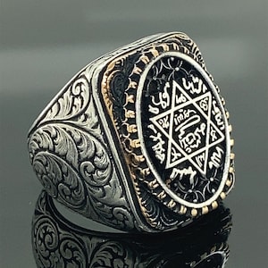 Silver Seal Of Solomon Ring , Solomon Signet Ring , King Solomon Ring , 925k Sterling Handmade Silver Ring , Gift For Him
