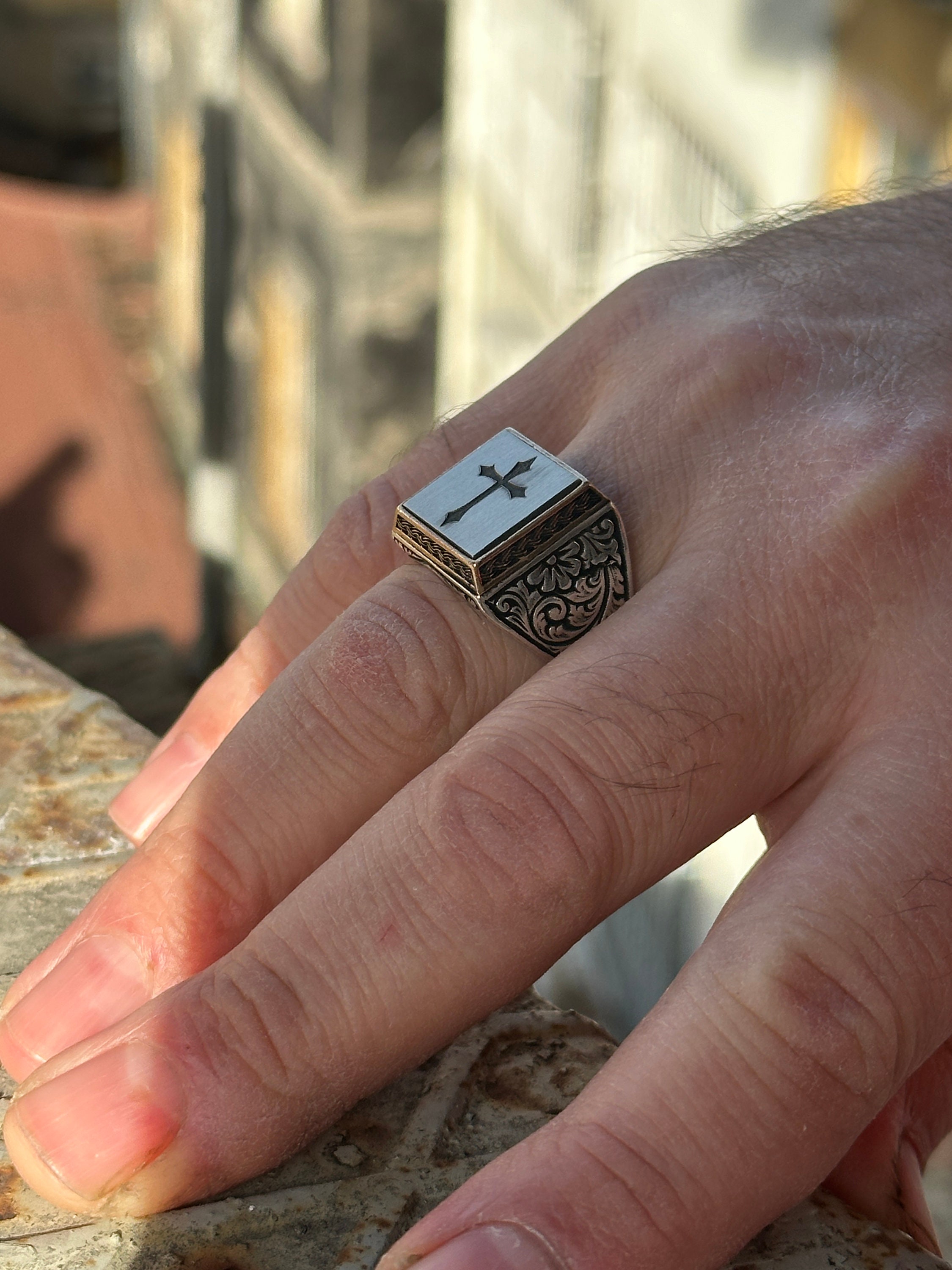Silver Engraved Cross Medal Ring, Square Cross Ring, Cross Signet Ring, Christian Jewelry Ring, Gift for Dad, Gift for Him, 925k Silver - Etsy Silver Engraved Cross Medal Ring, Square Cross Ring, Cross Signet Ring, Christian Jewelry Ring, Gift for Dad, Gift for Him, 925k Silver - Etsy