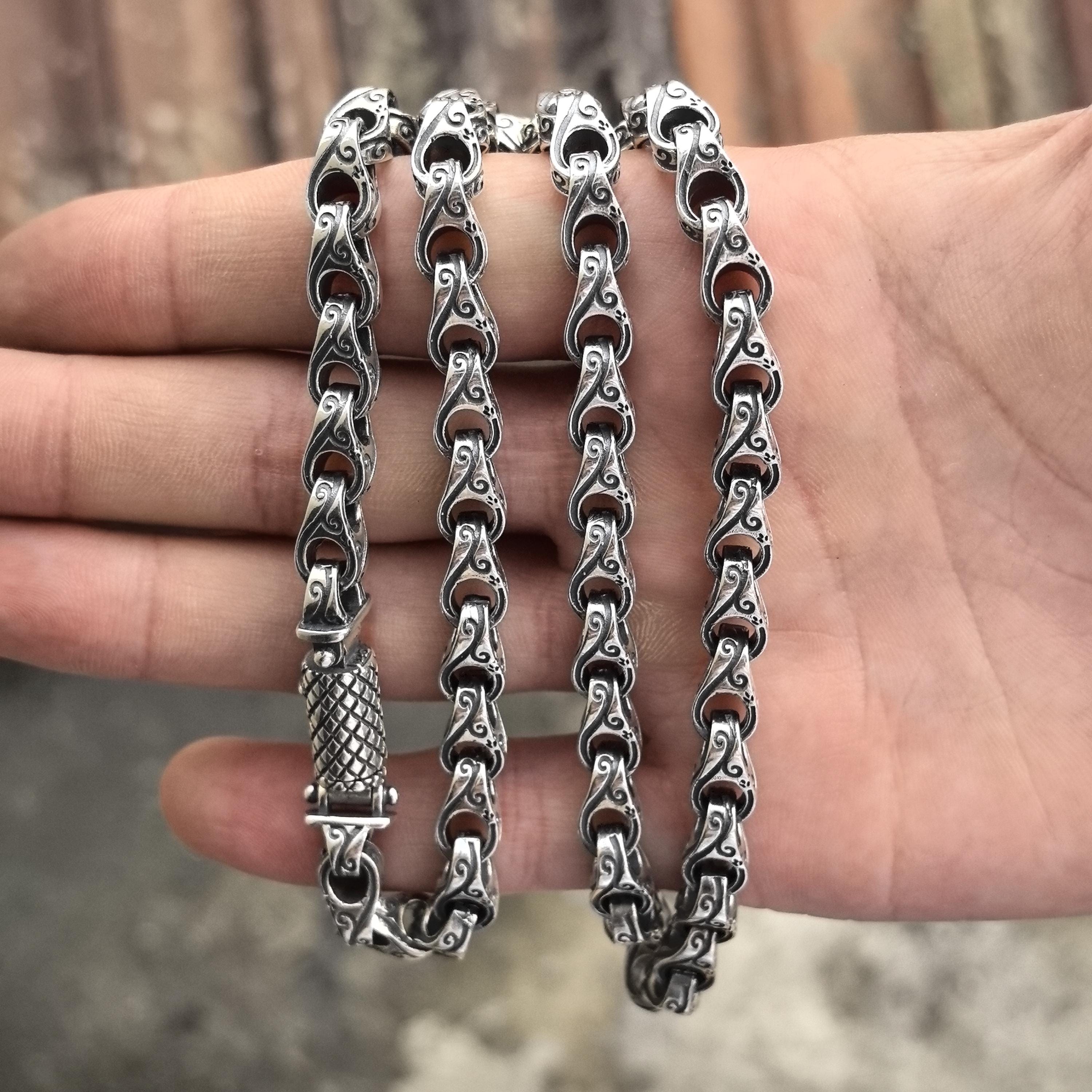 Amar Luxury Catene da uomo in argento 925, regali personalizzati da uomo, marchio di riconoscimento con incisione, catena militare in argento massiccio da 5 mm, collana personalizzata, gioielli da