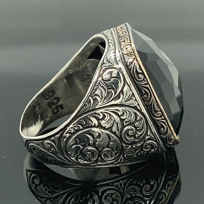 Men Handmade Ring Black Stone Ring Onyx Stone Ring - Etsy