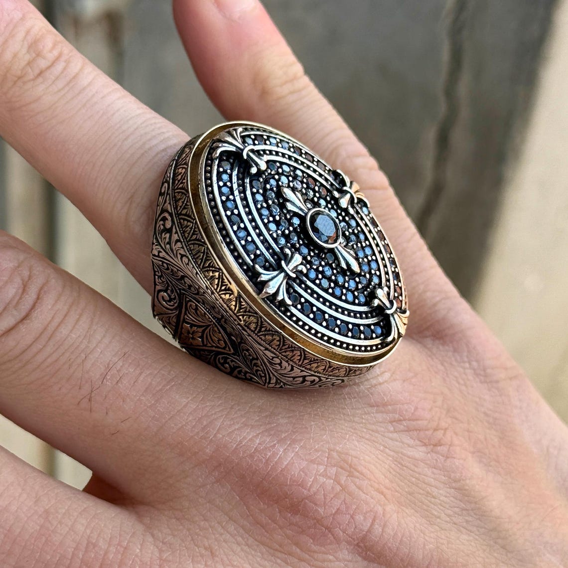 Bague En Argent 925 Avec Zircon Noir Ovale - Taille 11, Fait Main, Personnalisable, Pierre Naturelle, Origine Turquie