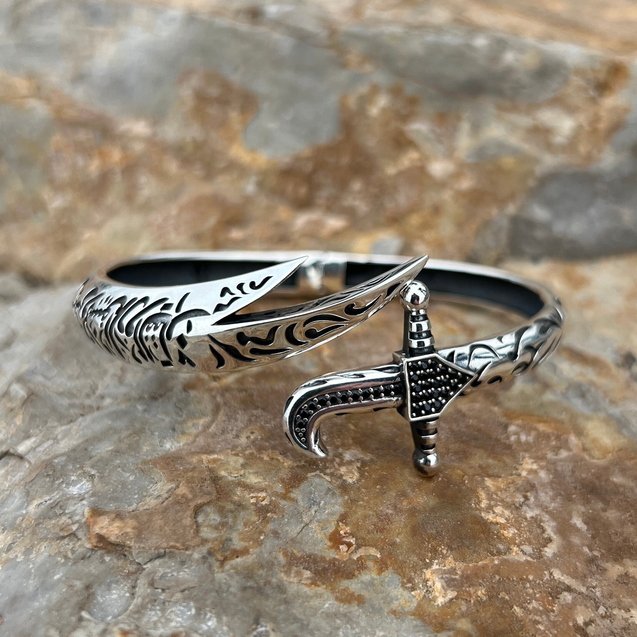 Silver Sword Bracelet , Mens Zulfiqar Bracelet , Silver Cuff