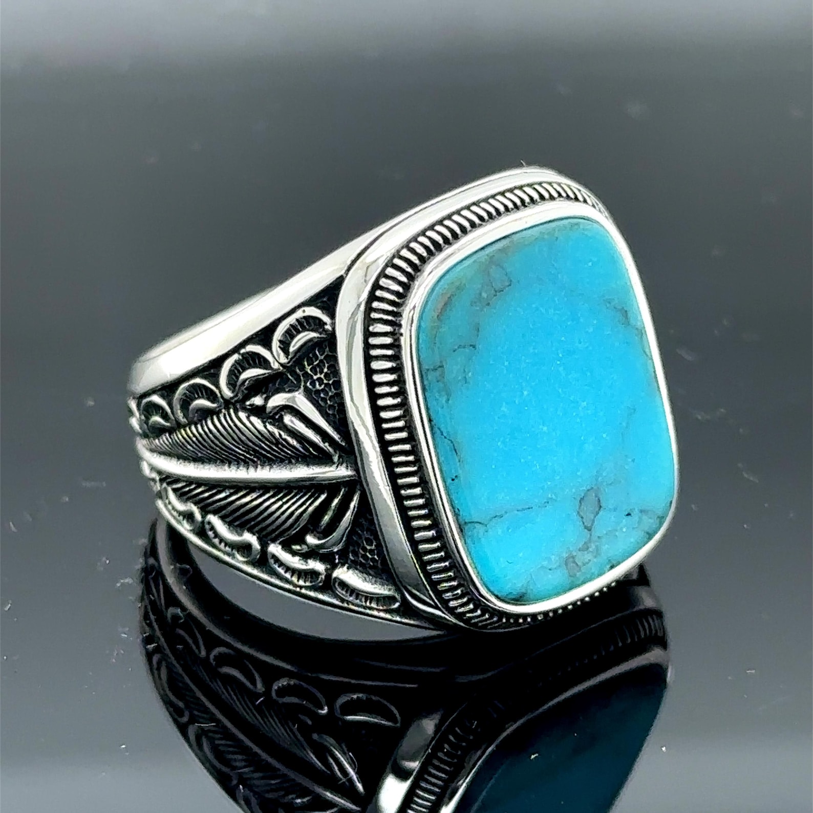 925 Sterling Silver Turquoise Ring, Men Turquoise Ring , Handcrafted ...