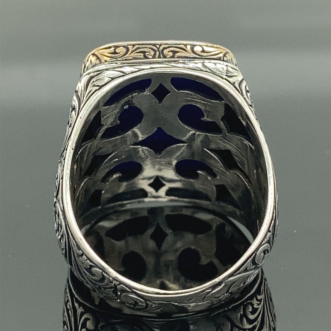 silver ring with sapphire stone