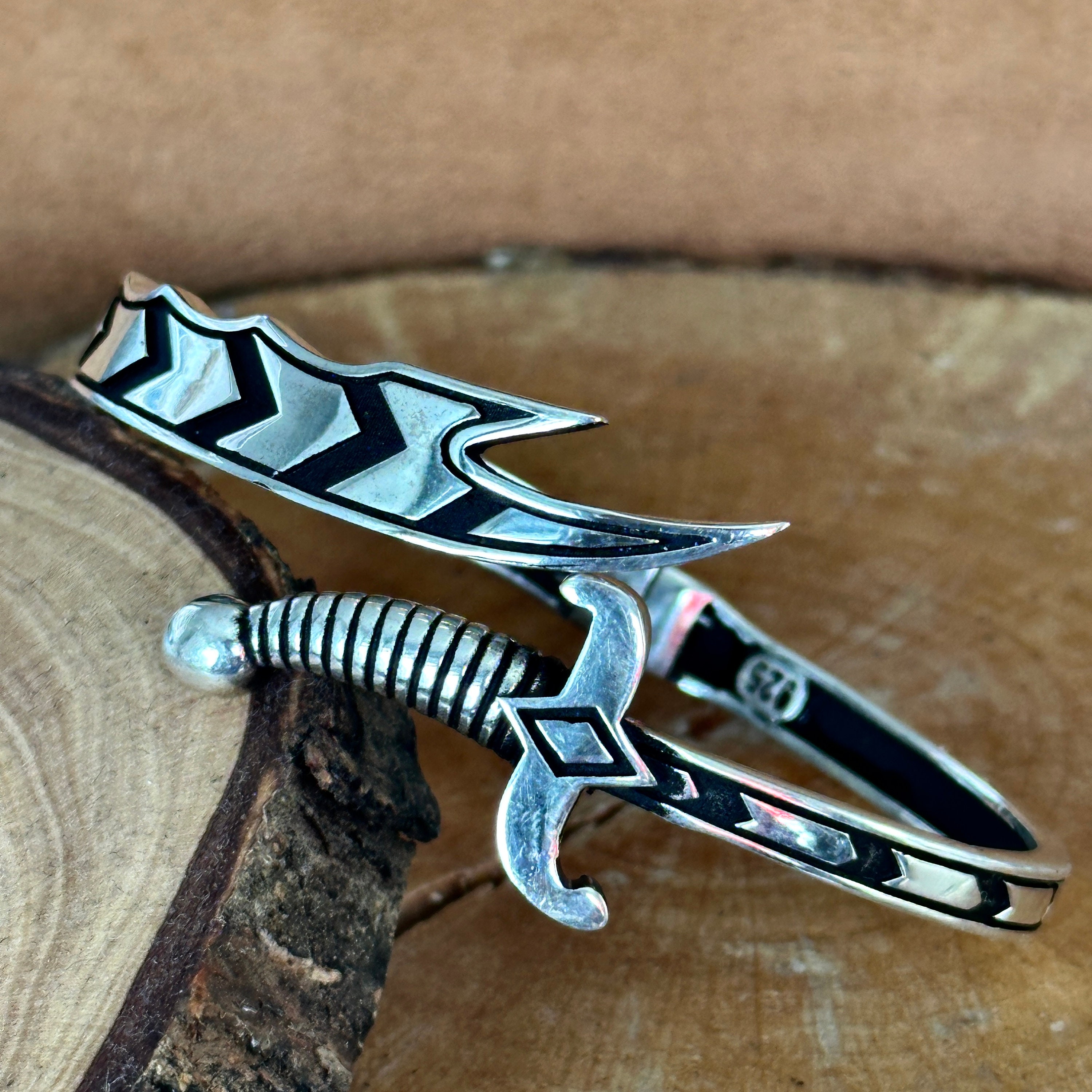 Silver Adjustable Sword Bracelet, Mens Zulfiqar Bracelet