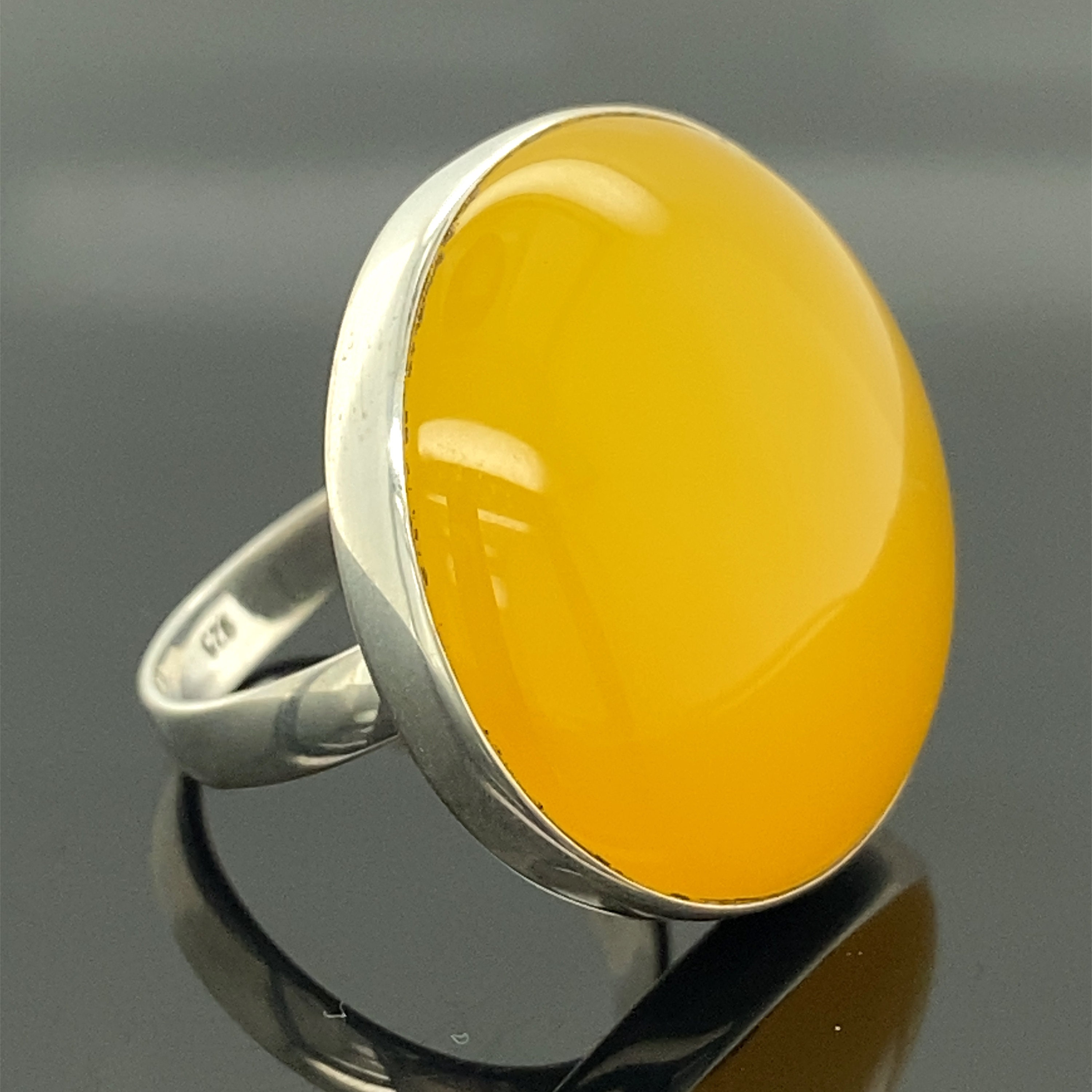 Silver Yellow Agate Sterling Silver Ring Round Yellow - Etsy