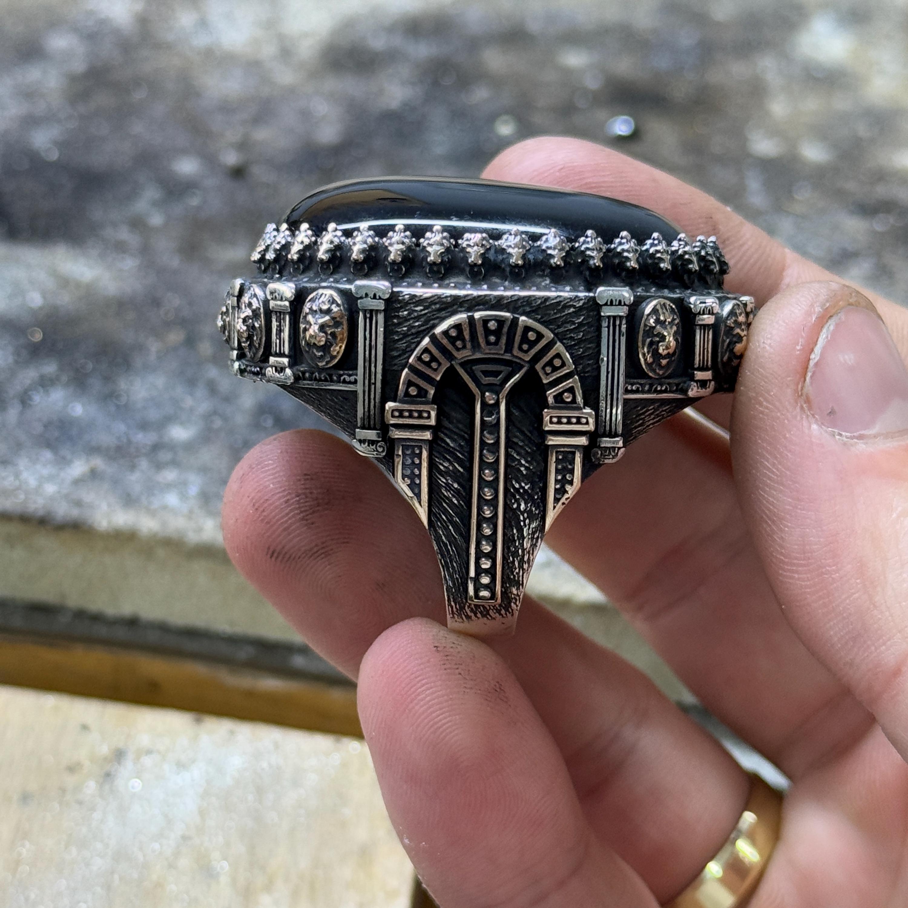 Anello In Onice Nero - Anello In Argento Sterling 925 - Anello Con Pietra Preziosa - Anello Fatto A - Foto 9