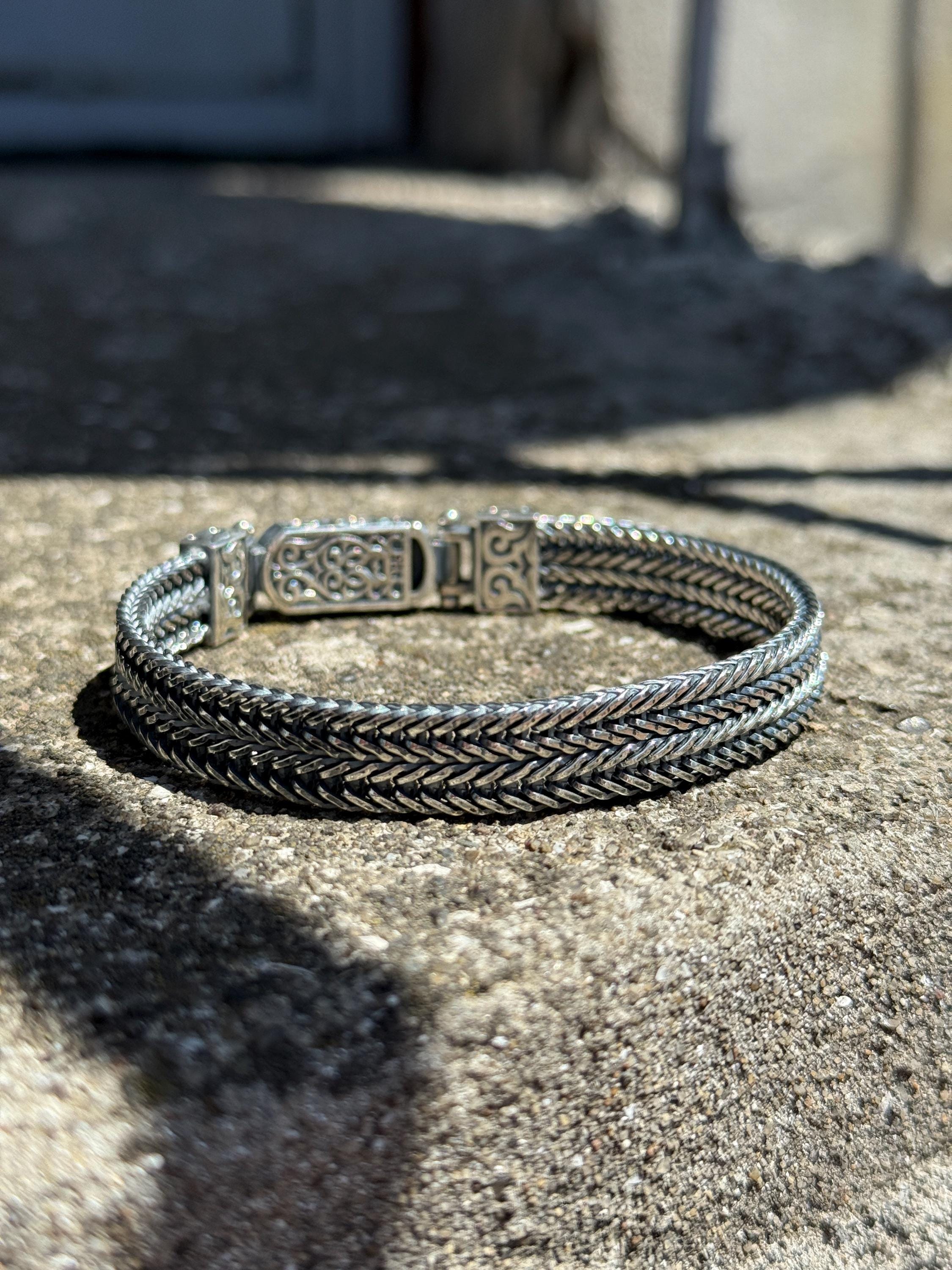 925 Sterling Silver Chain Bracelet, Heavy Chain Men Bracelet