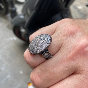 Mann Silber Ring , Micro Stein Ring , Weißer Stein Silber Ring , Osmanischer Stil Vintage Ring , 925k Sterling Silber Ring