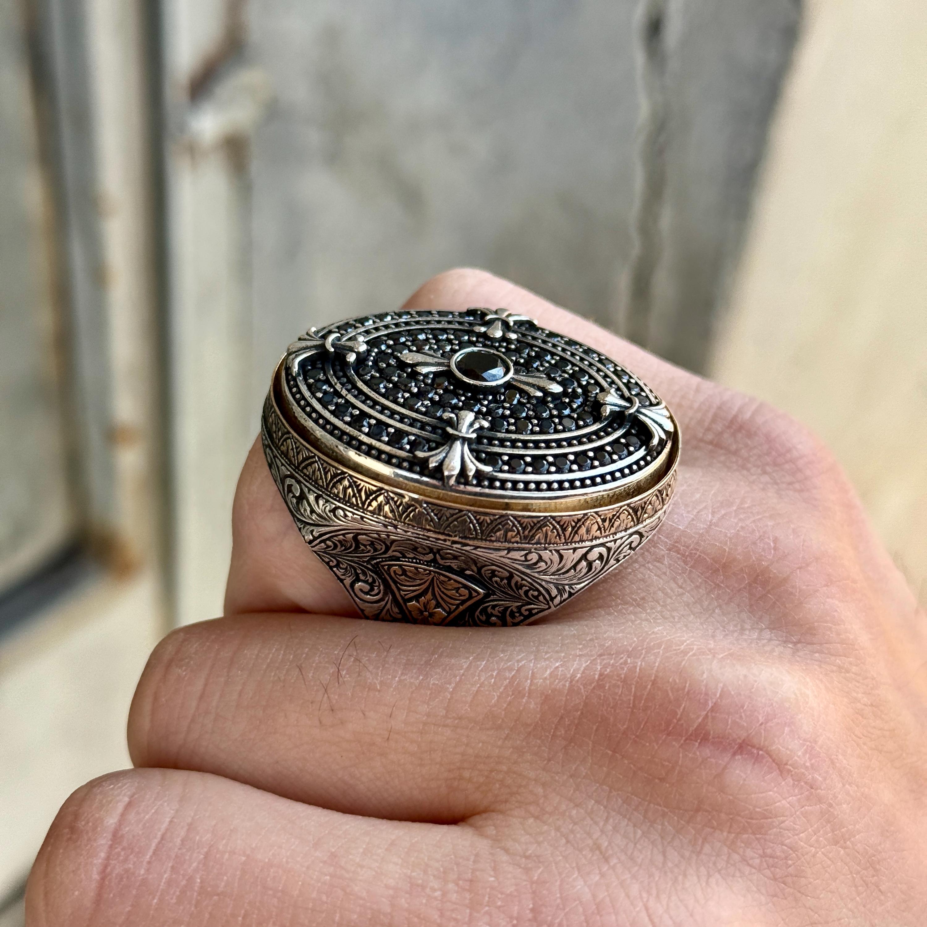 Bague En Argent 925 Avec Zircon Noir Ovale - Taille 11 - Faite Main - Personnalisable - Neuf Avec Emballage