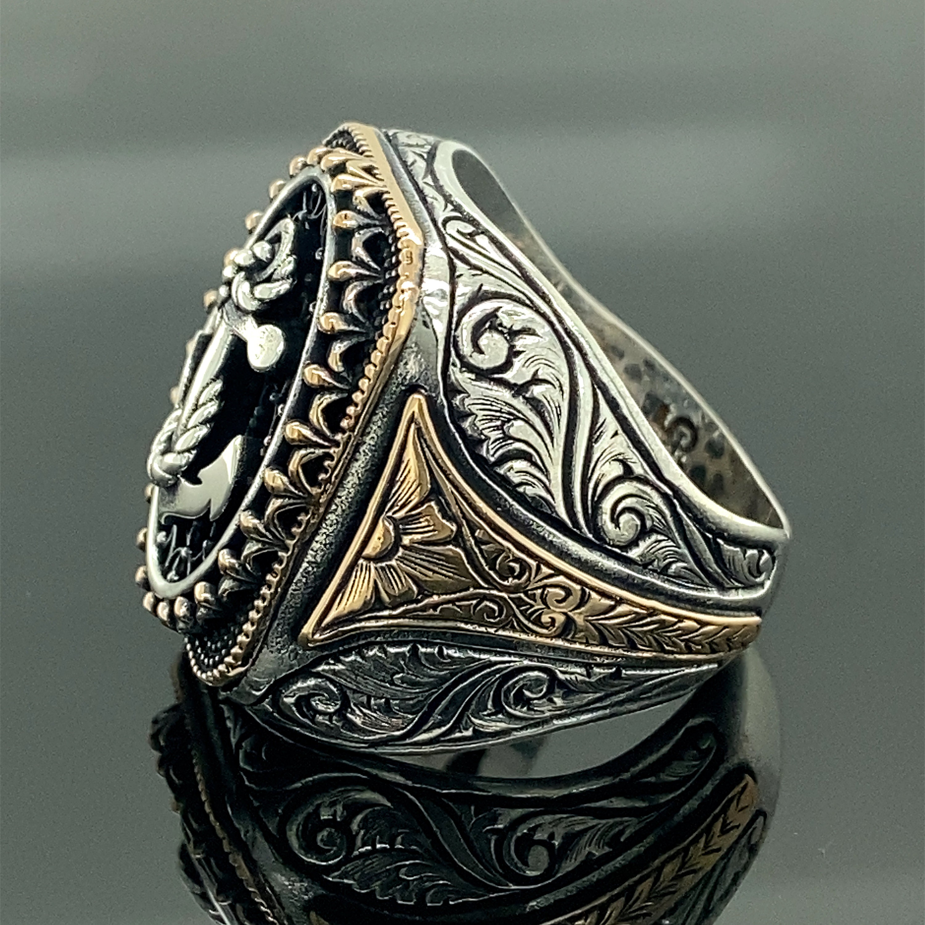 Silver Anchor Ring , Handmade Sailor Anchor Ring , Silver