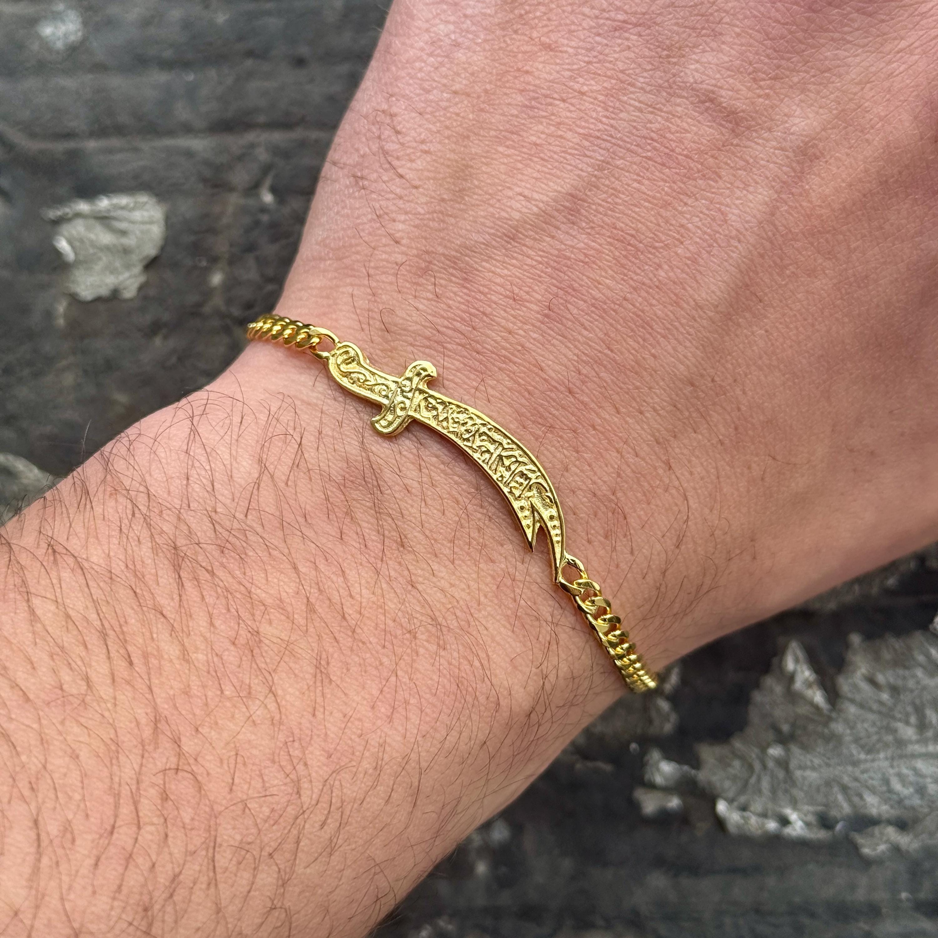 Gold Zulfiqar Sword Bracelet, Silver Zulfiqar Chain Bracelet